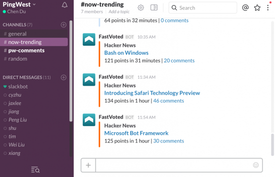 PingWestƷ Slack ʹõ Bot